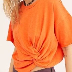 Free People Cropped Orange Tshirt